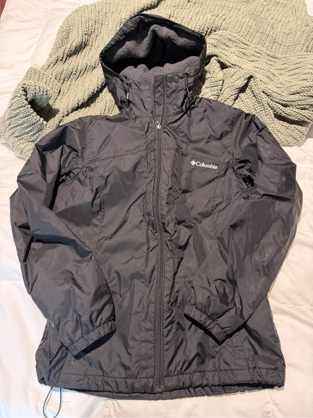 Columbia Black Hooded Raincoat